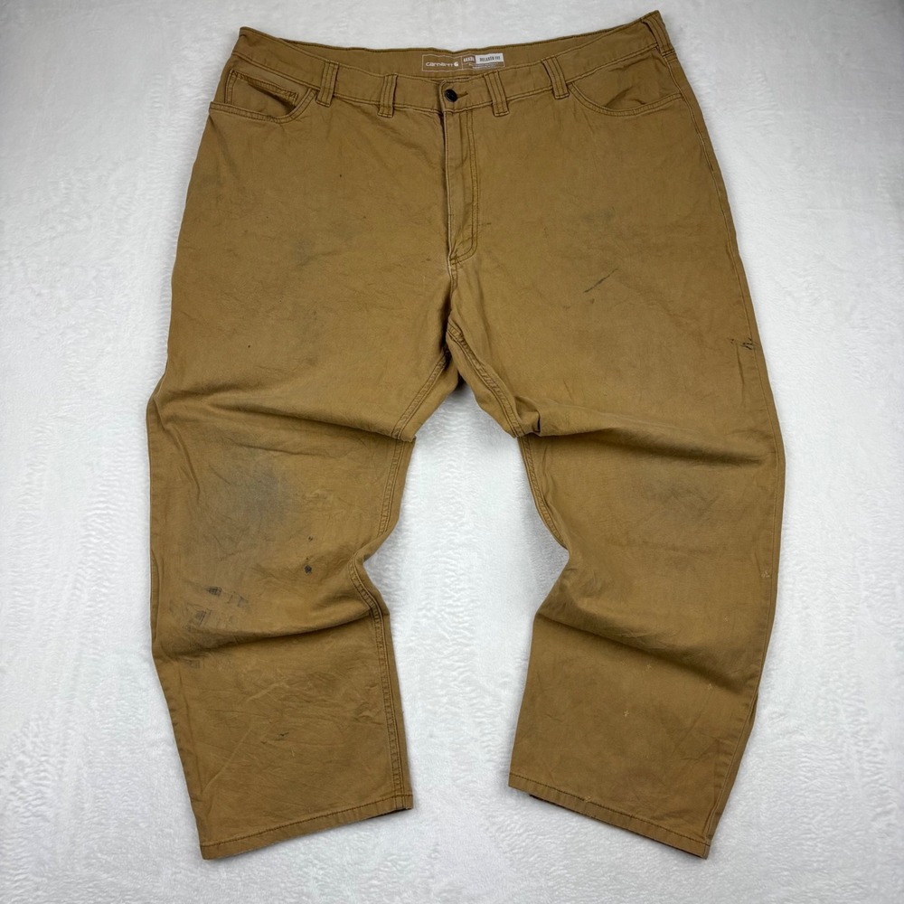 Carhartt Mens‎ Relaxed Fit Duck Canvas Work Pants Brown 44x30 CA6-17